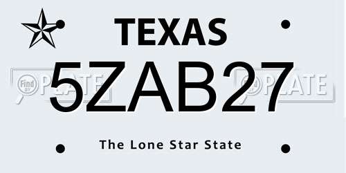 5ZAB27 Texas License Plate