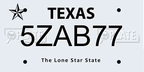 5ZAB77 Texas License Plate