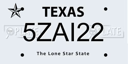 5ZAI22 Texas License Plate