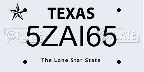 5ZAI65 Texas License Plate