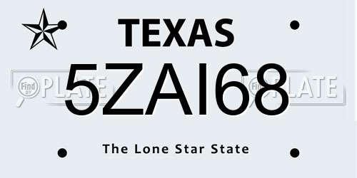5ZAI68 Texas License Plate