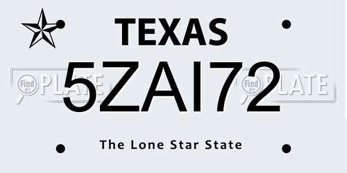 5ZAI72 Texas License Plate