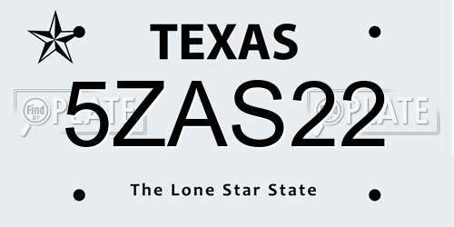 5ZAS22 Texas License Plate