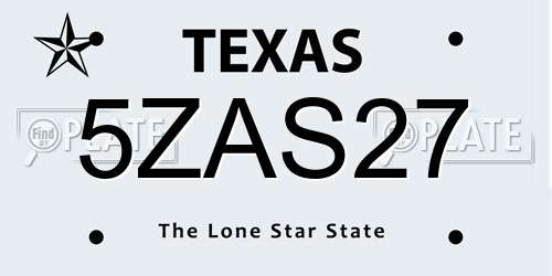 5ZAS27 Texas License Plate
