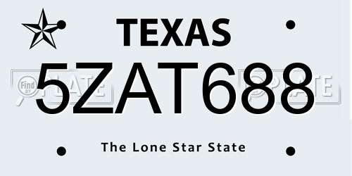 5ZAT688 Texas License Plate