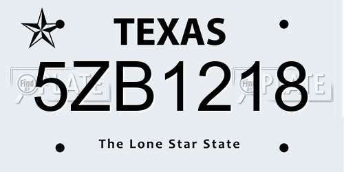 5ZB1218 Texas License Plate