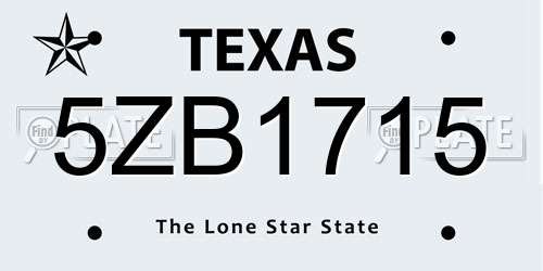 5ZB1715 Texas License Plate