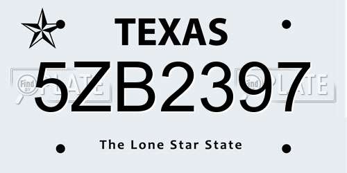 5ZB2397 Texas License Plate