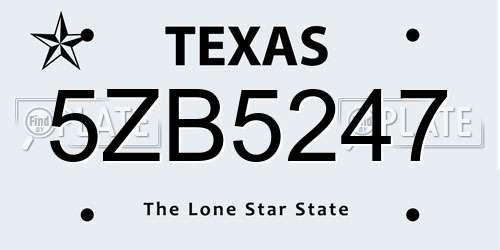 5ZB5247 Texas License Plate