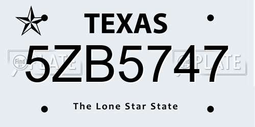 5ZB5747 Texas License Plate