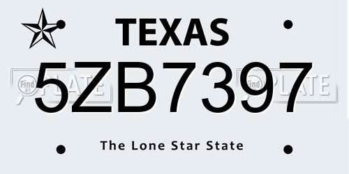 5ZB7397 Texas License Plate
