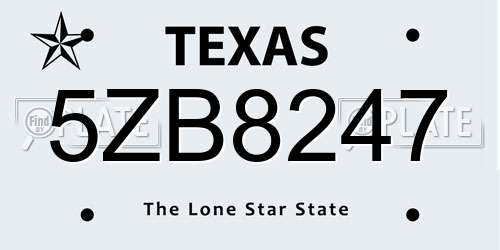 5ZB8247 Texas License Plate