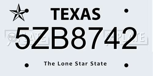 5ZB8742 Texas License Plate