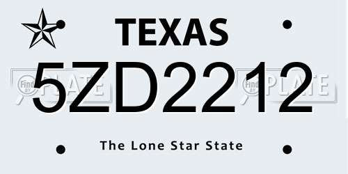 5ZD2212 Texas License Plate