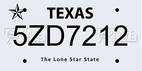 5ZD7212 Texas License Plate