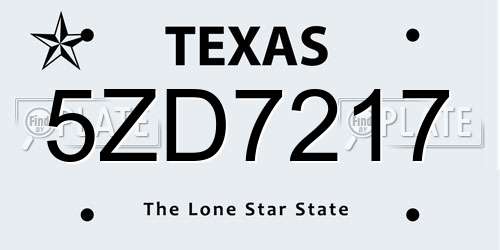 5ZD7217 Texas License Plate