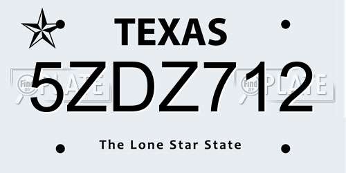 5ZDZ712 Texas License Plate