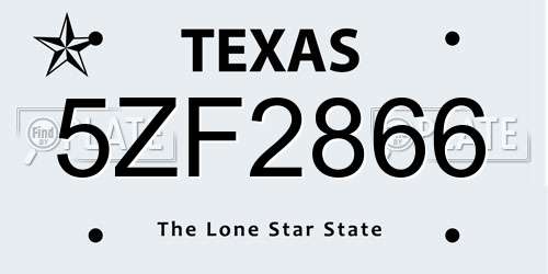 5ZF2866 Texas License Plate