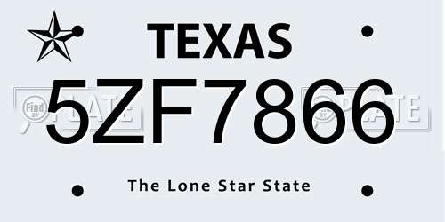 5ZF7866 Texas License Plate