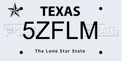 5ZFLM Texas License Plate