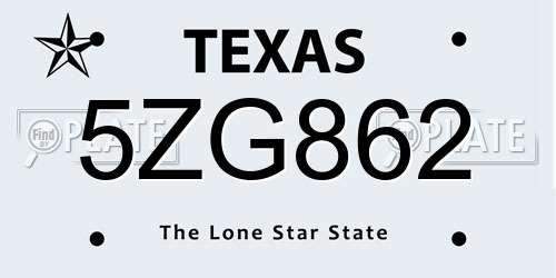 5ZG862 Texas License Plate