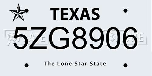 5ZG8906 Texas License Plate