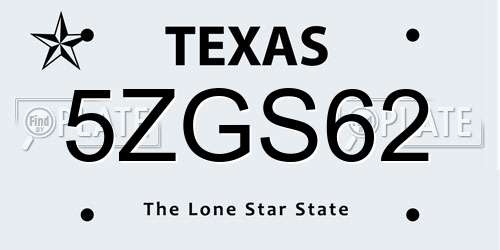 5ZGS62 Texas License Plate