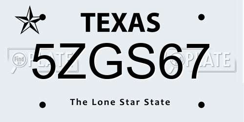 5ZGS67 Texas License Plate