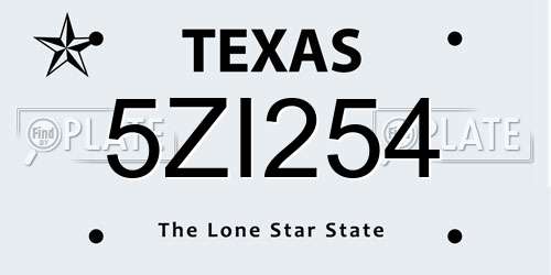 5ZI254 Texas License Plate