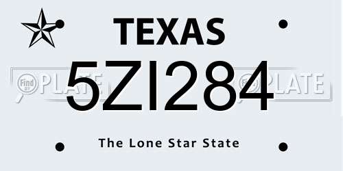 5ZI284 Texas License Plate