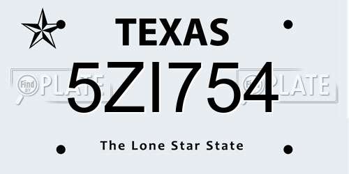 5ZI754 Texas License Plate