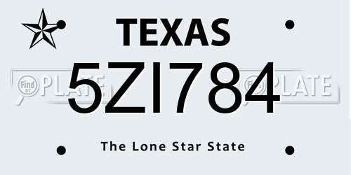 5ZI784 Texas License Plate