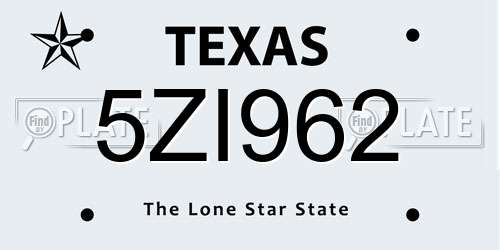 5ZI962 Texas License Plate