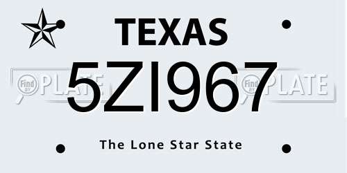 5ZI967 Texas License Plate