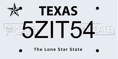 5ZIT54 Texas License Plate