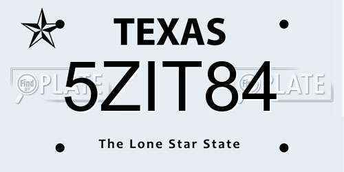 5ZIT84 Texas License Plate