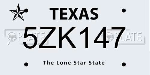 5ZK147 Texas License Plate