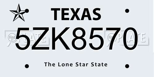 5ZK8570 Texas License Plate