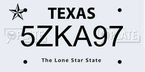 5ZKA97 Texas License Plate