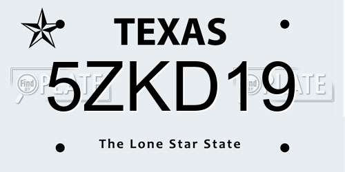 5ZKD19 Texas License Plate