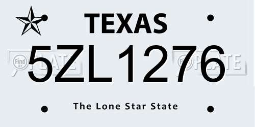 5ZL1276 Texas License Plate