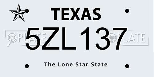 5ZL137 Texas License Plate