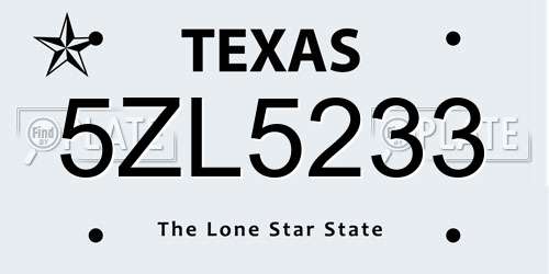 5ZL5233 Texas License Plate