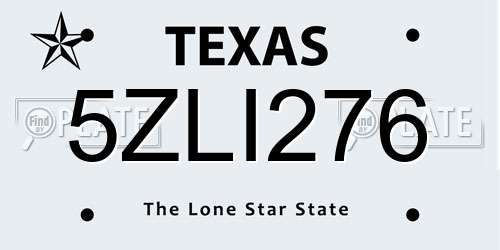 5ZLI276 Texas License Plate