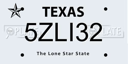 5ZLI32 Texas License Plate
