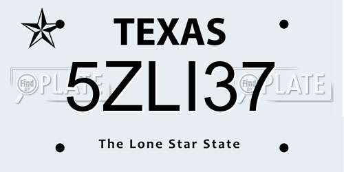 5ZLI37 Texas License Plate
