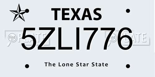 5ZLI776 Texas License Plate