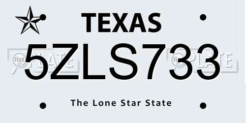 5ZLS733 Texas License Plate