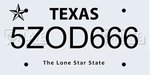 5ZOD666 Texas License Plate