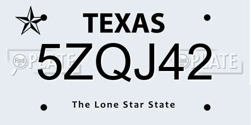 5ZQJ42 Texas License Plate
